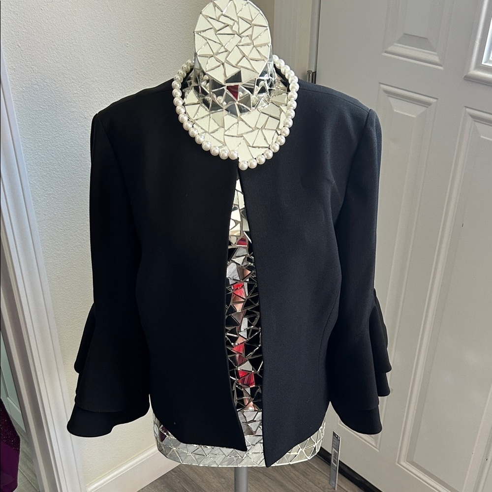 Tahari Arthur Levine Black Pearl Ruffle Women's Jacket